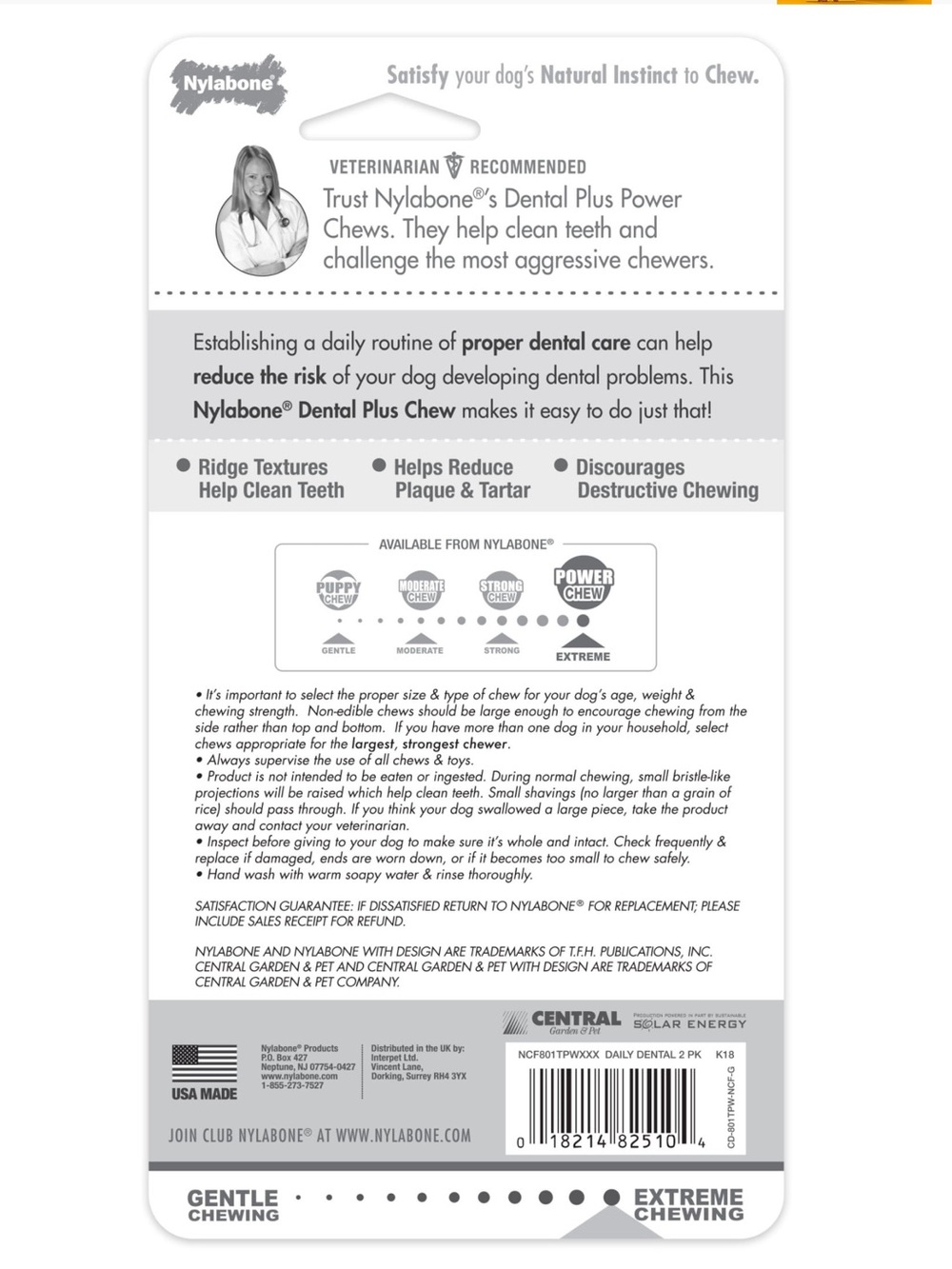 Nylabone Dog Dental Essentials Power Chew Toys Made In USA Chicken Flavor 4 PC - Picture 4 of 16